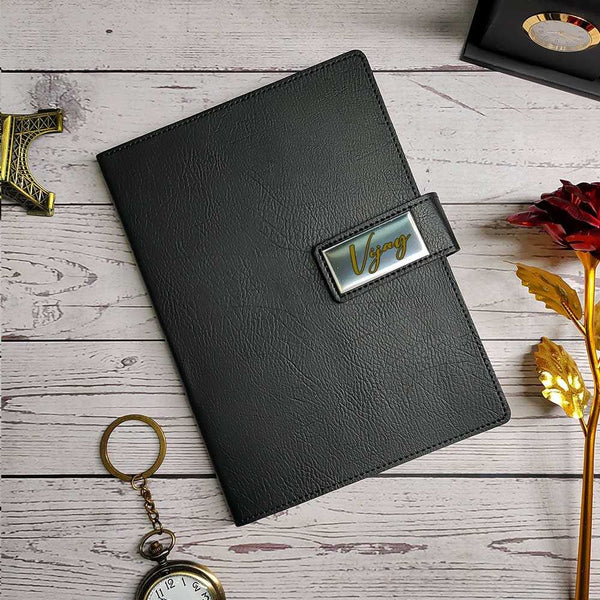 Personalised Leather Diary -Black - Uncommongifts.in
